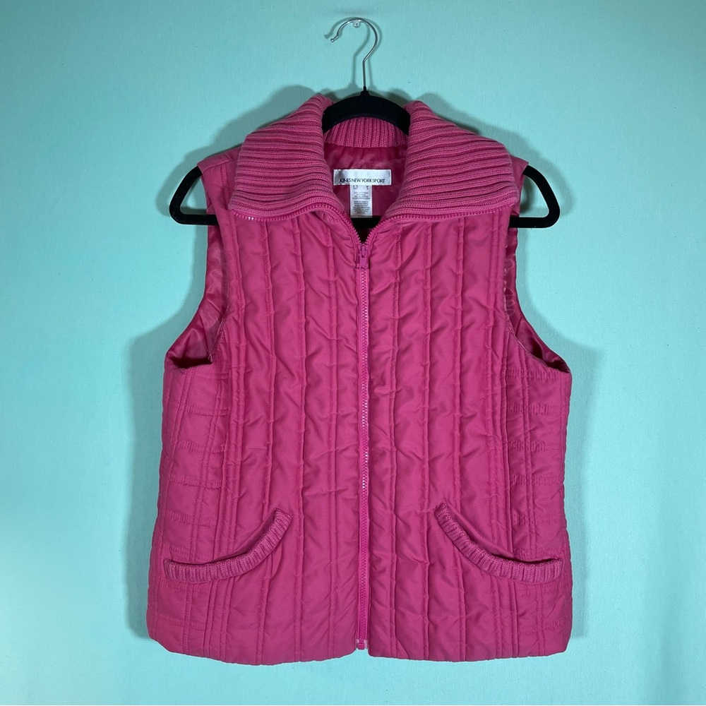 Y2K/ 2000’s Women’s ‘Jones New York Sport’ Pink Puffer Zip Up Vest